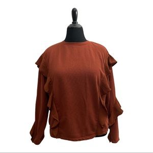 Rust Brown Ruffle Sweatshirt